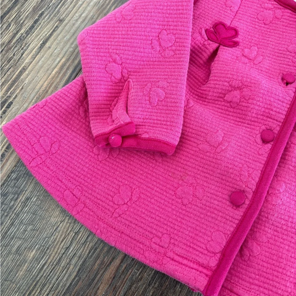 Gymboree Rainbow Tag Pink Cardigan Sweater Girls X-Small Heart Flowers Vtg